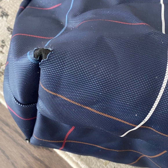 Lacoste Navy and Multicolor Checkered Tote - Picture 5 of 7